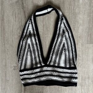 Black and White Knit Halter Top